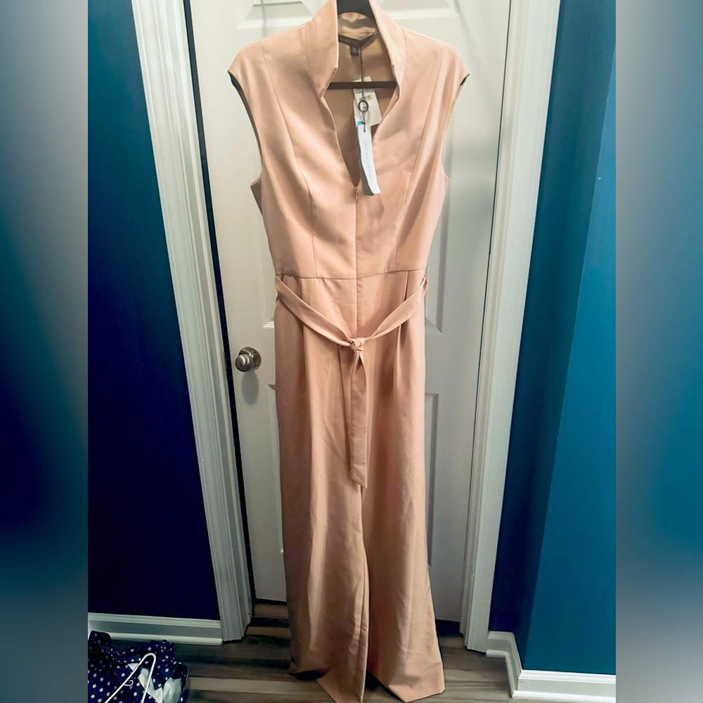 Black Halo Brittan Jumpsuit Sleeveless Tan Size 12 New